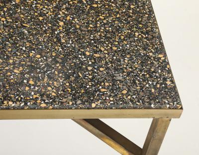 Custom Game Table Terrazzo Top With Brass Base