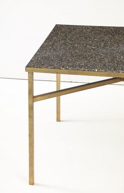 Custom Game Table Terrazzo Top With Brass Base