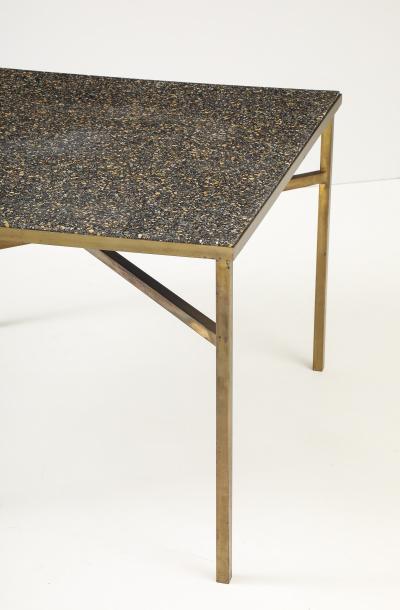 Custom Game Table Terrazzo Top With Brass Base