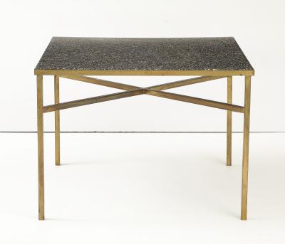 Custom Game Table Terrazzo Top With Brass Base