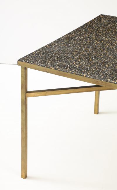 Custom Game Table Terrazzo Top With Brass Base