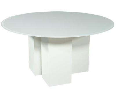 Custom Geometric Base Glass Top Dining Table