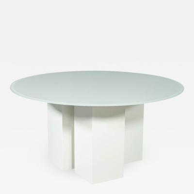 Custom Geometric Base Glass Top Dining Table