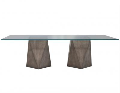 Custom Glass Top with Geometric Pedestal Dining Table