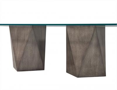 Custom Glass Top with Geometric Pedestal Dining Table