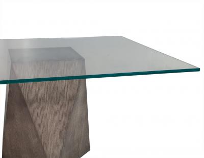 Custom Glass Top with Geometric Pedestal Dining Table