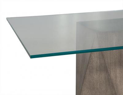 Custom Glass Top with Geometric Pedestal Dining Table