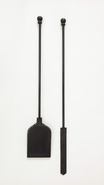 Custom Hand Forged Iron Finial Fire Poker and Shovel