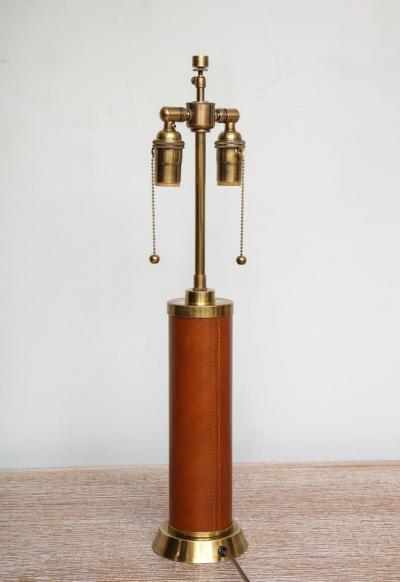 Custom Handstitched Leather and Brass Lamp