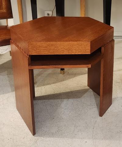 Custom Hexagonal Oak End Table