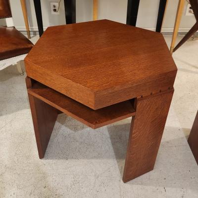 Custom Hexagonal Oak End Table