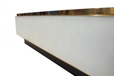 Custom Italian Art Design 2 Drawer Red Blue Stripe White Glass Low Coffee Table