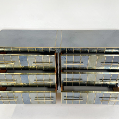 Custom Italian Chest of Drawers Glass Brass and Wood 1950s