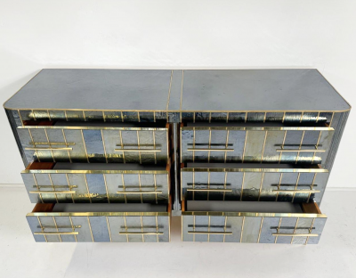 Custom Italian Chest of Drawers Glass Brass and Wood 1950s