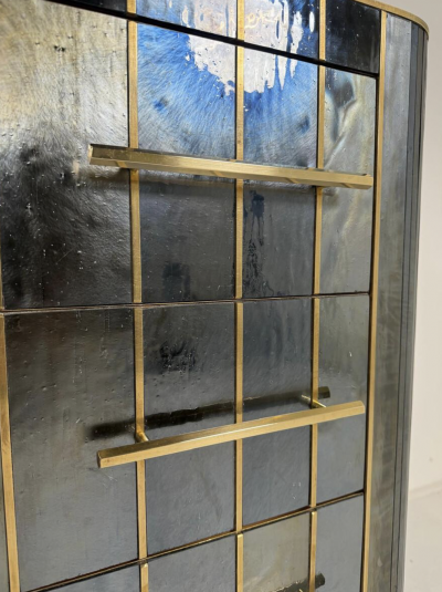 Custom Italian Chest of Drawers Glass Brass and Wood 1950s