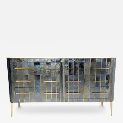 Custom Italian Chest of Drawers Glass Brass and Wood 1950s