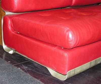 Custom Leather and Metal Three Seat Sofa