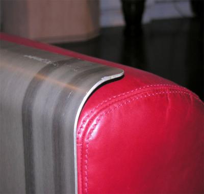 Custom Leather and Metal Three Seat Sofa