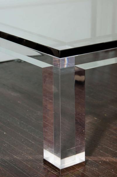 Custom Lucite and Glass Coffee Table
