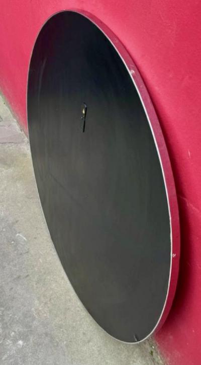 Custom Made Art Deco Round Chrome Mirror with Convex Mirrors 36 Diameter