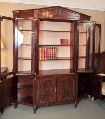 Custom Made Maison Jansen Rosewood Breakfront Bookcase
