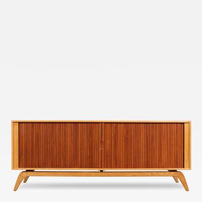 Custom Made Teak Oak Tambour Door Credenza by Danish Modern LA