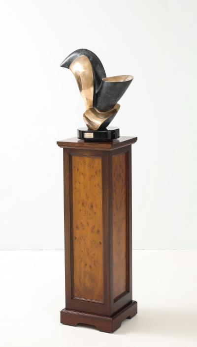 Custom Made Walnut And Burl wood Pedestal