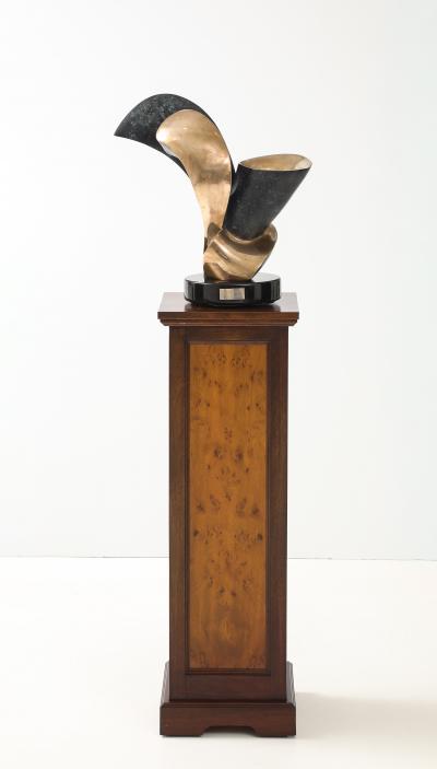 Custom Made Walnut And Burl wood Pedestal