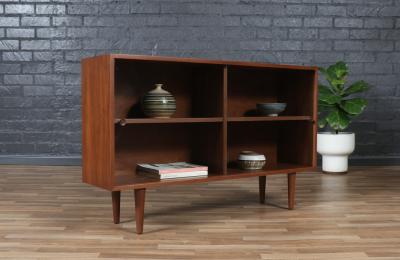 Custom Made Walnut Bookcase w Glass Doors by Danish Modern LA