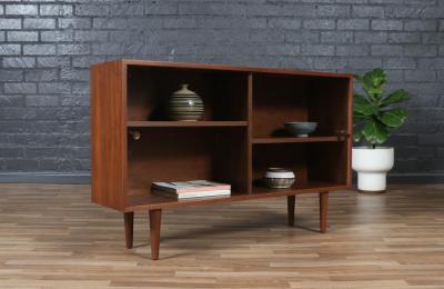 Custom Made Walnut Bookcase w Glass Doors by Danish Modern LA