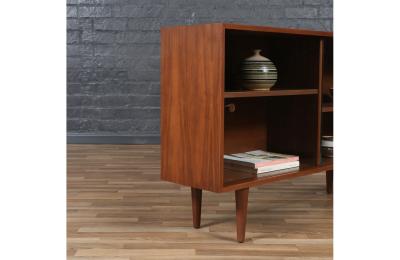 Custom Made Walnut Bookcase w Glass Doors by Danish Modern LA