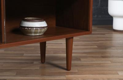 Custom Made Walnut Bookcase w Glass Doors by Danish Modern LA