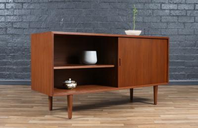 Custom Made Walnut Credenza w Sliding Doors by Danish Modern LA
