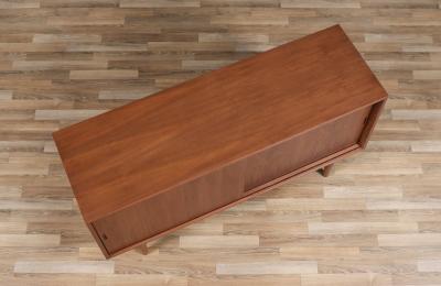 Custom Made Walnut Credenza w Sliding Doors by Danish Modern LA