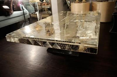 Custom Majestic French Art Deco Style Mirrored Table