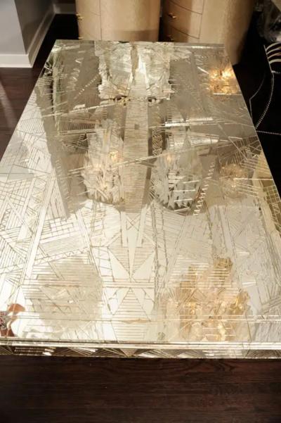 Custom Majestic French Art Deco Style Mirrored Table
