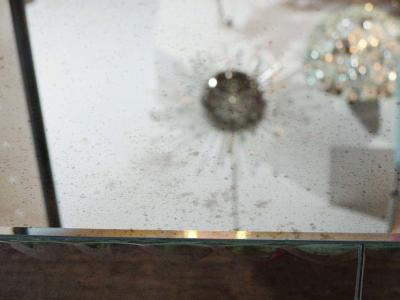 Custom Mirrored Buffet with Pie Crust Edge and Gold Leaf Hardware