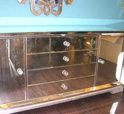 Custom Mirrored Greek Key Base Console