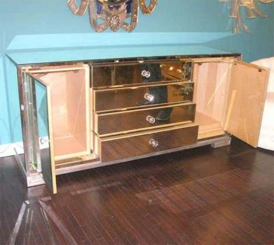 Custom Mirrored Greek Key Base Console