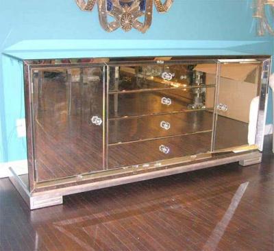 Custom Mirrored Greek Key Base Console