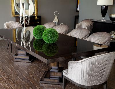Custom Modern Dining Table Macassar Diamond Pattern Top