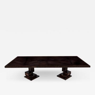 Custom Modern Dining Table Macassar Diamond Pattern Top
