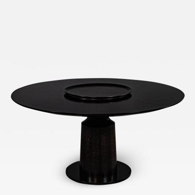 Custom Modern Round Black Oak Dining Table