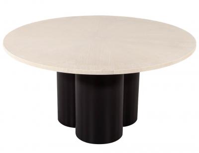 Custom Modern Round Oak Dining Table Washed Finish