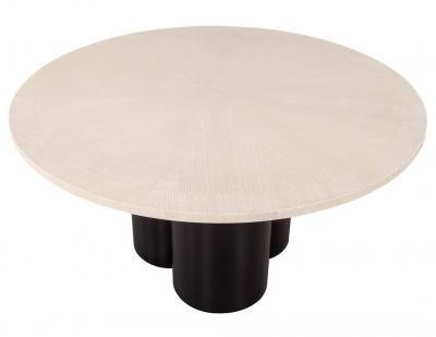 Custom Modern Round Oak Dining Table Washed Finish