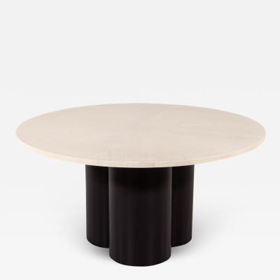 Custom Modern Round Oak Dining Table Washed Finish