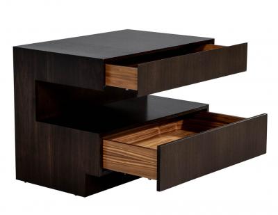 Custom Modern Walnut Two Tier Nightstands End Tables