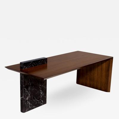 Custom Modern Waterfall Desk with Marble Accent