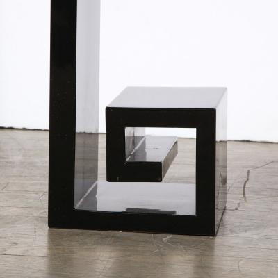 Custom Modernist Black Lacquer Console with Greek Key Detailing