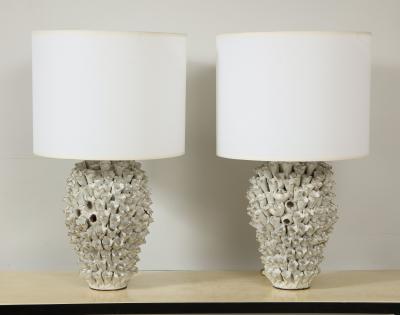 Custom Pair of Barnacle Ceramic Lamps